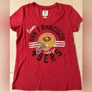NFL Loves San Francisco Roots For 49ers Women’s V-Neck Tee Red Short Sleeve XS